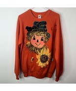 Vintage Jerzees 3-D Scarecrow Puffy Graphic Sweatshirt Orange Large Hand... - $43.64