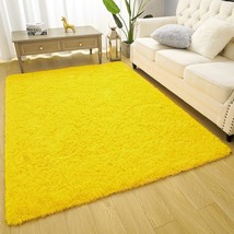 Amearea Premium Soft Fluffy Rug Modern Shag Carpet, 4 X 5 Point 3 Ft\.,, Yellow. - £31.96 GBP