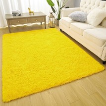 Amearea Premium Soft Fluffy Rug Modern Shag Carpet, 4 X 5 Point 3 Ft\.,, Yellow. - $39.98