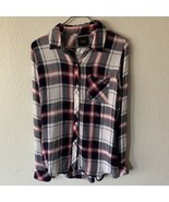 Rails Blue Pink White Plaid Checker 100% Flannel Button Up Shirt Womens ... - $34.28 CAD