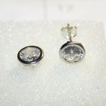 2 Carat Bezel Set Diamond Alternatives Stud Earrings 14k White Gold Over... - $37.89