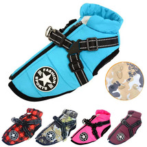 Large Pet Dog Jacket With Harness Winter Warm Dog Clothes For Labrador W... - $32.23+