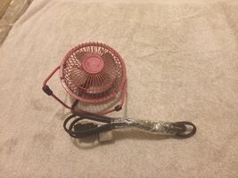 Vintage MCM Small Metal Desk Fan Retro Red Tested WORKS - $15.84