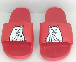 RIPNDIP Lord Nermal Slides (Red, Women Sz 7) Slip On Sandals Cheeky Cat Design  - £15.56 GBP