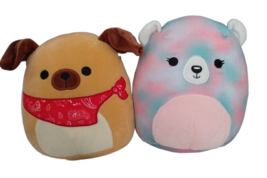 Lot of 2 Squishmallows Dog with Bandanna and Tula Bear 8 Inches Tall - £14.54 GBP