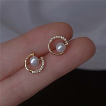 Ival trendy round exquisite pearl round c shaped simple stud earrings for women fashion thumb200