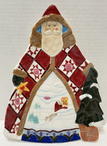 Jim Shore Holiday Traditions Christmas Santa Claus Ceramic Snack Cookie Plate - £13.80 GBP