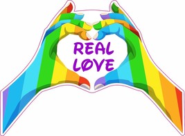 Real Love Hands Heart Love Lgbtq+ Gay Lesbian Rainbow Sticker Decal Laptop A - £3.87 GBP