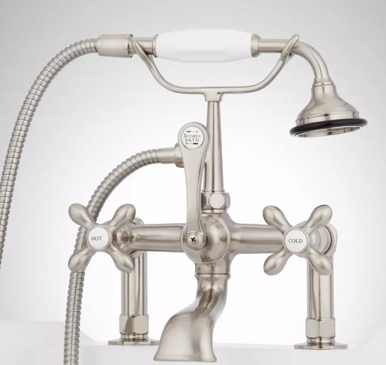 New Brushed Nickel Deck-Mount English Telephone Faucet Shower with Deck ... - $359.95