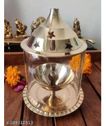 Diya with Borosilicate Glass Diya Decorative Brass &amp; Glass Oil Lamp Tea ... - €25,85 EUR
