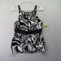 24th &amp; Ocean Swim Top Womens Medium Bandeau Tankini Swimsuit Zebra Strip... - £17.11 GBP
