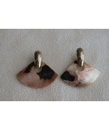 Mother of Pearl Abalone Shell Reversable Dangling Clip-On Earrings Fan 2... - $221.25 MXN