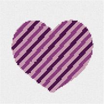 Pepita Needlepoint Canvas: Heart Striped Purple, 7&quot; x 7&quot; - $50.00+