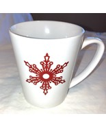 Mug  Coffee or Cocoa Modern Snowflake  design    white RED CHRISTMAS - $183.70 MXN
