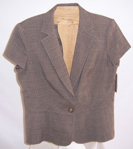 NWT Style &amp; Co Spun Gray Plaid Short Sleeve Suit Blazer Jacket Misses Size 14 - £23.25 GBP