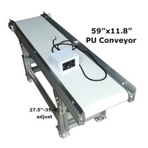 59&quot;x11.8&quot;PU Belt Flat Conveyor System Transport Equipment Height Adjusta... - £859.91 GBP