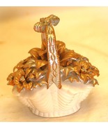 Bisque Floral Basket Home Decor a - $9.89