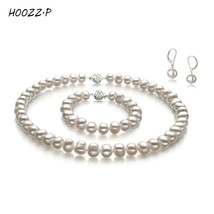  Jewelry Sets Freshwater Necklace Bracelet Earrings Set  For Women Gift 9-10mm B - £37.77 GBP