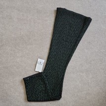ZARA Flared Leg Knit Pants Womens Size M Black Green Stretch Elastic Waist NEW - £35.61 GBP