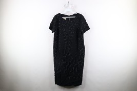Vintage 60s 70s Rockabilly Womens Medium Distressed Sequined Squiggle Dress - $39.55