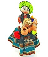 Mexican Cloth Doll On Stand 14&quot; Tall Stand Base 4 1/2&quot; Vintage - €11,93 EUR