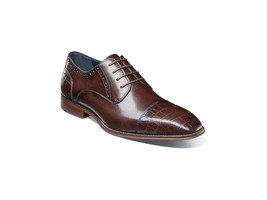 Shoes Stacy Adams Penley Cap Toe Oxford Croco Print Leather Brown 25626-200 - £107.90 GBP