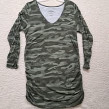 Womens Torrid Super Soft Tunic Length Top Gathered Sides Size 2 Green Camo - $11.65