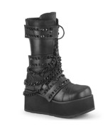 DEMONIA TRA138/BVL Mens Unisex Platform Black Punk Studded Chains Mid-Ca... - $166.79 CAD