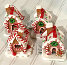 Christmas Lighted Gingerbread House Ornaments, Set Lot of 4 - £39.56 GBP