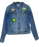 Old Navy Womens Denim Jacket Size Medium Alien Patches Jean Outer Space ... - £10.48 GBP