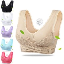 Front Cross Side Buckle Lace Side Non-Wire Sports Fitness Bra - £8.68 GBP