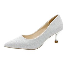 New Golden Silver Women Bridal Wedding Shoes Pearl Silk Satin Rhinestone Crystal - £29.71 GBP