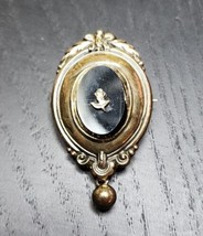 Biedermeier Antique 1840s 585/14K Foam Gold Onyx with Seed Pearl Brooch ... - £315.80 GBP