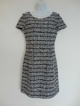 NWT OSCAR DE LA RENTA Black White Cotton Blend Tweed SS Bateau Neck Dress 6 - $323.99