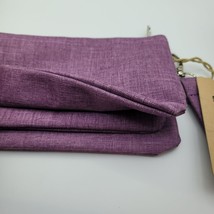 Crest Design Wristlet Purple Three Attached Zippered Pouch New - £8.84 GBP