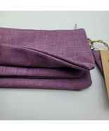 Crest Design Wristlet Purple Three Attached Zippered Pouch New - £8.88 GBP