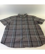Columbia Shirt Size L Button Short Sleeve Logo Plaid Cotton Blend Grey B... - £13.10 GBP