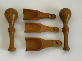 Vintage Set of 2 Wood Pestles and 3 Wood Salt Spoons - £22.89 GBP