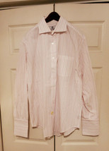 Jhane Barnes 16 1/2 34/35 Pink &amp; White Button-Down Long Sleeved Shirt - £15.46 GBP