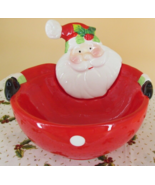 Ceramic Christmas Candy Cane Santa 6” Dip Bowl - £7.51 GBP