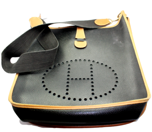 Primary image for Authenticity Guarantee 
Authentic! Hermes Evelyne Black + Brown Trim Leather ...