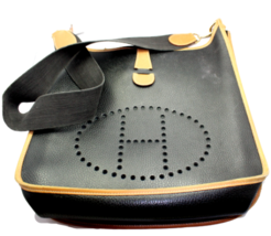 Authenticity Guarantee 
Authentic! Hermes Evelyne Black + Brown Trim Leather ... - £2,562.42 GBP