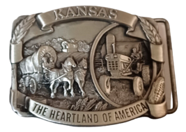 NOS Vintage 1982 Kansas Heartland of America Siskiyou Buckle Company Belt Buckle - £13.28 GBP