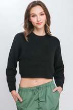 Wool Blend Cropped Sweater Top - £21.50 GBP