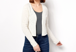 Joan Rivers Cotton Blend Slub Cardigan - Cream, XL - £21.85 GBP