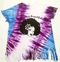 My Black Is Beautiful Tie Dye Fringed T-Shirt. White Blue purple M, L  X... - $26.00