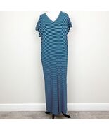 Matilda Jane Set Sail Striped Maxi Dress Teal Blue Stripes Small V-Neck - €18,58 EUR