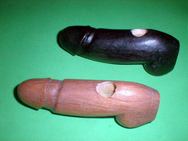 Penis Pipe 6-7&quot; long HUGE BOWL wood phallus BBC Brown or Black Bachelorette part - £33.05 GBP