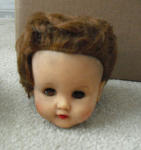 Vintage Vinyl Uneeda Brown Hair Girl Doll Head  4 1/4" Tall - $17.82