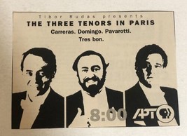 Three Tenors In Paris TV guide Vintage Print Ad Carreras Domingo Pavarotti Tpa3 - £4.78 GBP